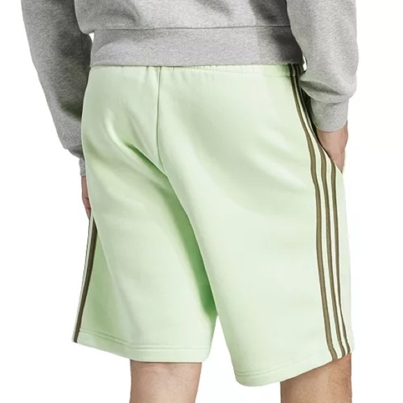 Adidas Men's 3-Stripes 10" Fleece Short Blue Drawstring Elastic Waist shorts - Picture 11 of 16